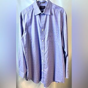 Black Brown 1826 Shirt 18-35 100% Egyptian Cotton Purple/White Plaid Classic Fit